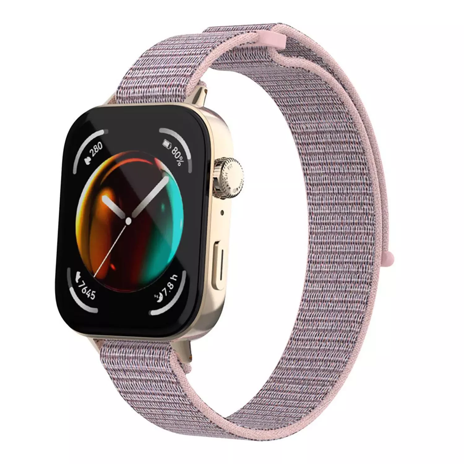 Microsonic Huawei Watch Fit 5 Hasırlı Kordon Woven Sport Loop Rose Gold