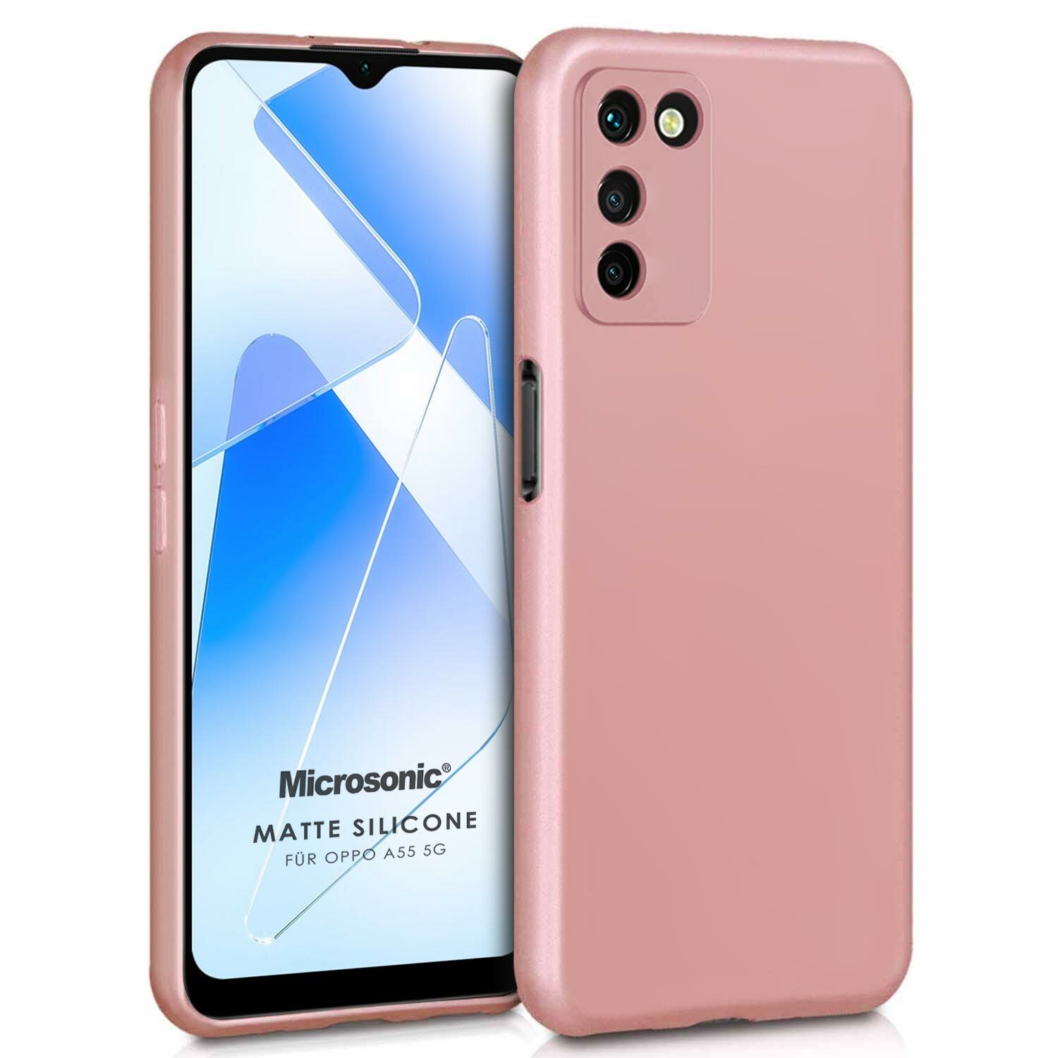 Microsonic Matte Silicone Oppo A55 5G Kılıf Rose Gold