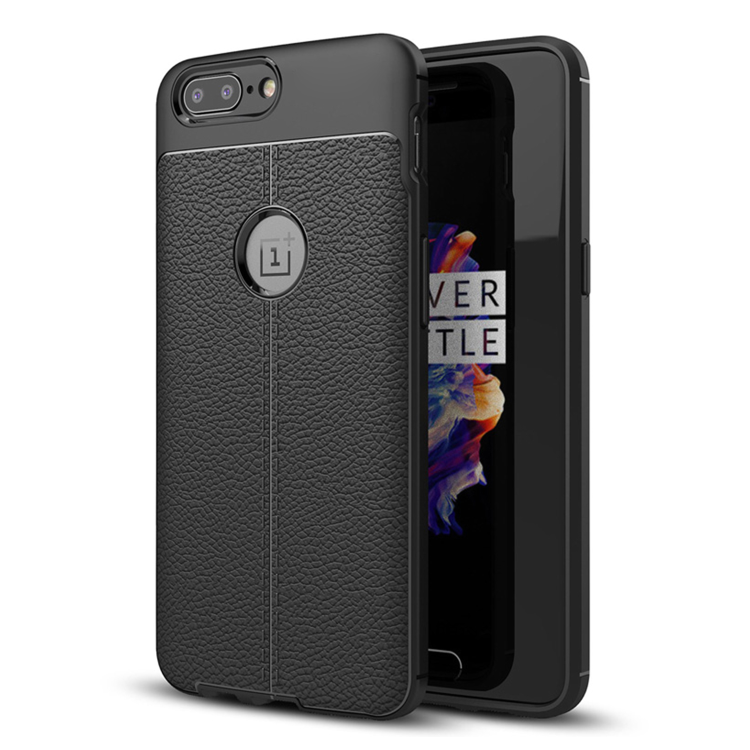 Microsonic OnePlus 5 Kılıf Deri Dokulu Silikon Siyah