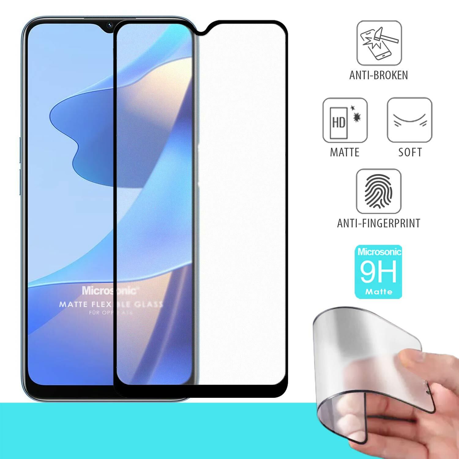 Microsonic Oppo A16 Seramik Matte Flexible Ekran Koruyucu Siyah