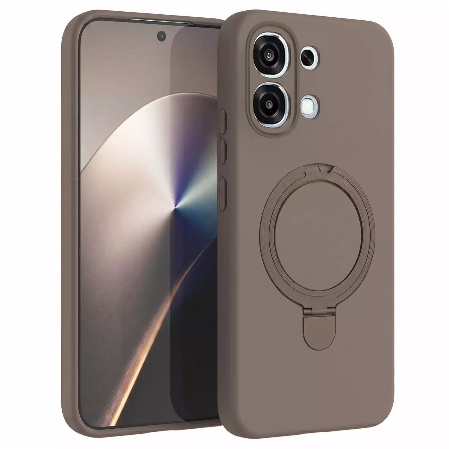 Microsonic Oppo A6 Pro Kılıf Aura Stant MagSafe Kahverengi