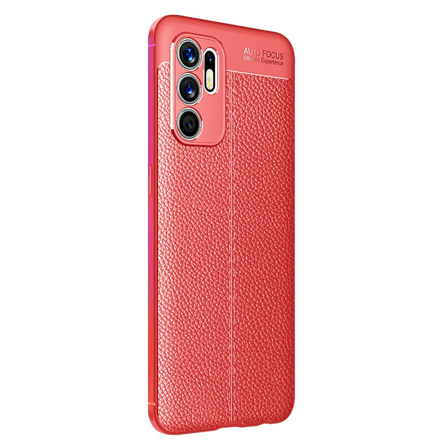 Microsonic Oppo Reno 6 4G Kılıf Deri Dokulu Silikon Kırmızı