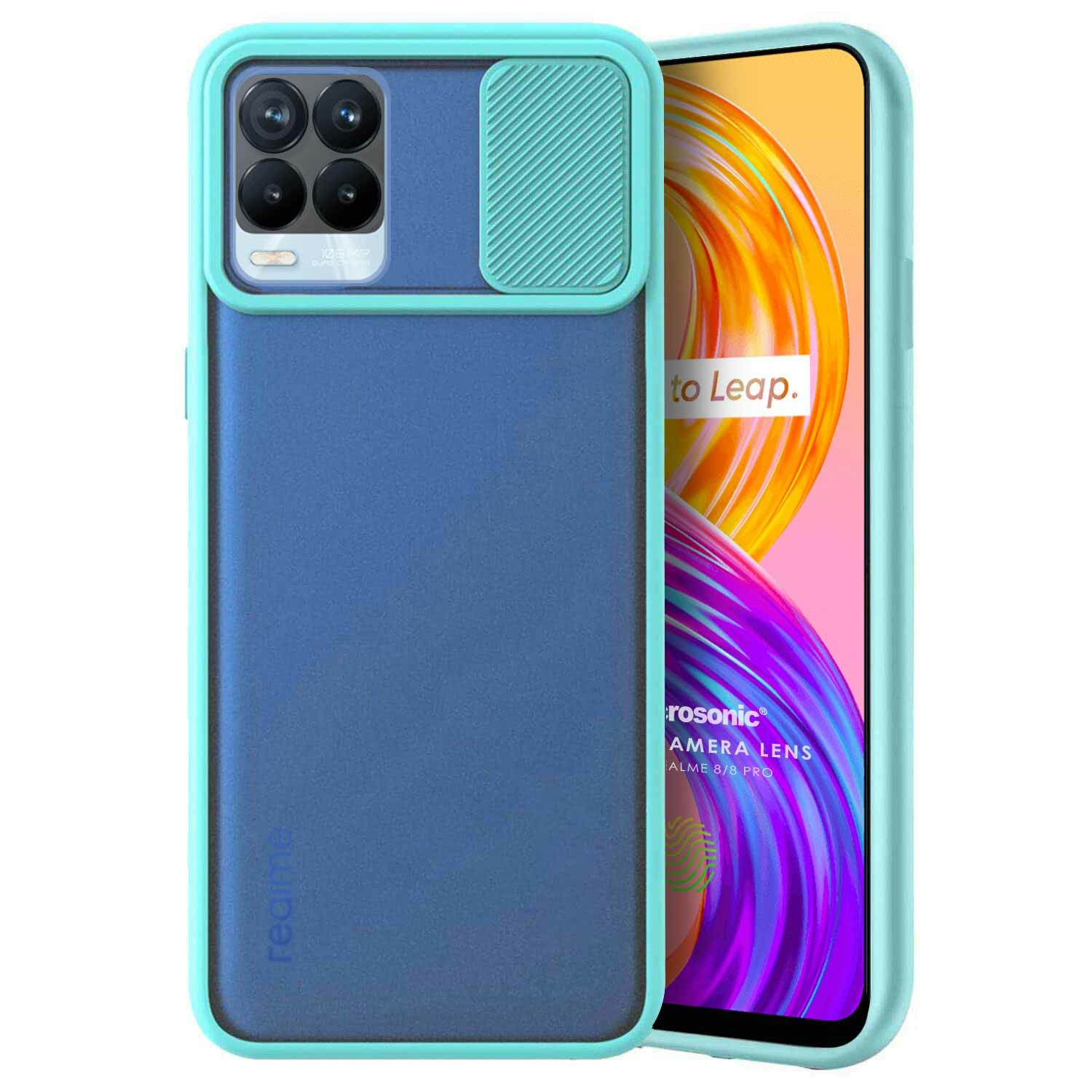 Microsonic Realme 8 Kılıf Slide Camera Lens Protection Turkuaz