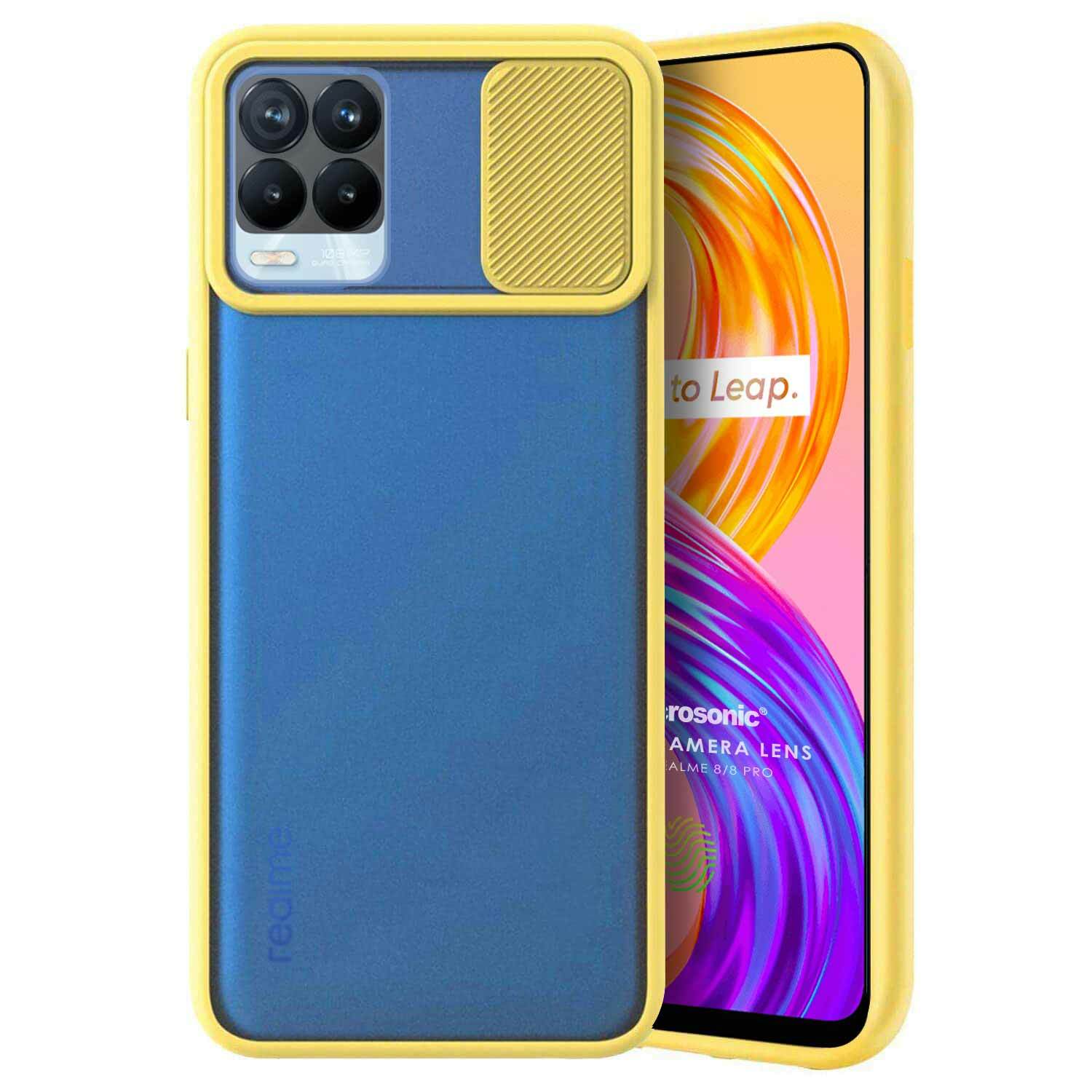 Microsonic Realme 8 Pro Kılıf Slide Camera Lens Protection Sarı