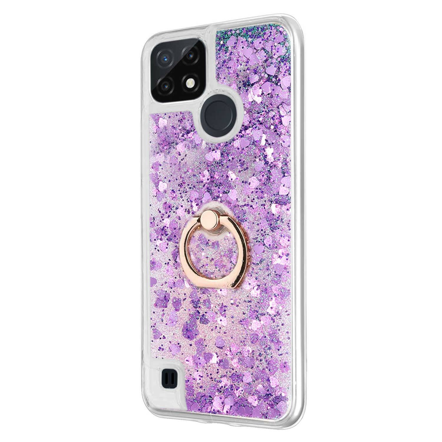 Microsonic Realme C21 Kılıf Glitter Liquid Holder Mor