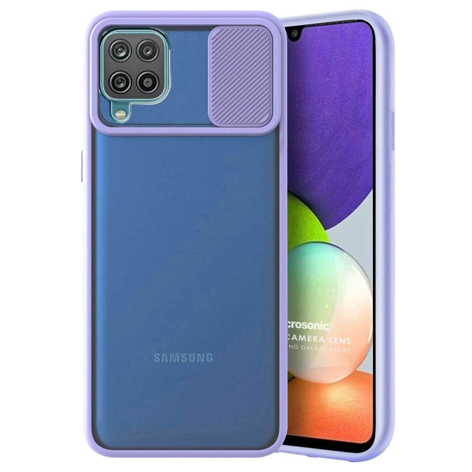 Microsonic Samsung Galaxy A22 4G Kılıf Slide Camera Lens Protection Lila