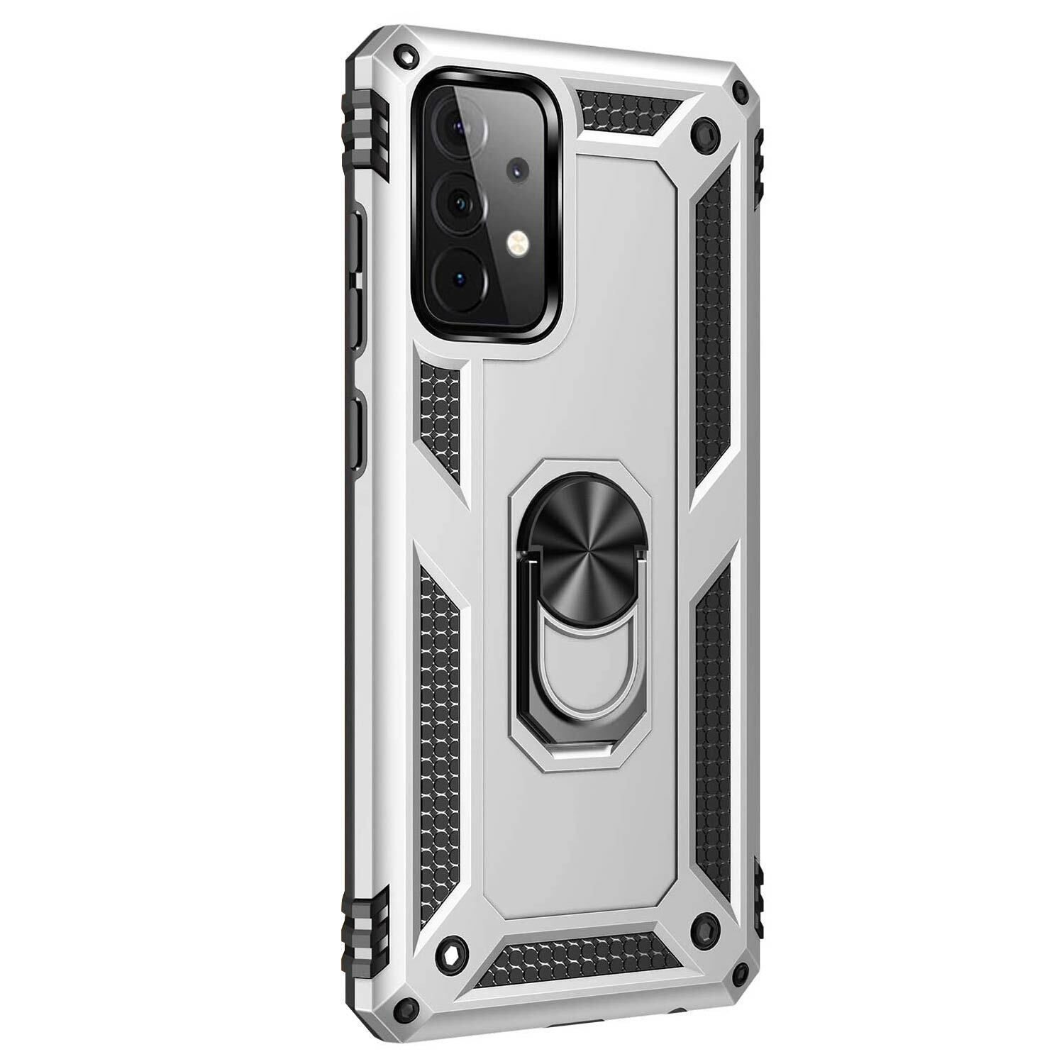 Microsonic Samsung Galaxy A52s Kılıf Military Ring Holder Gümüş
