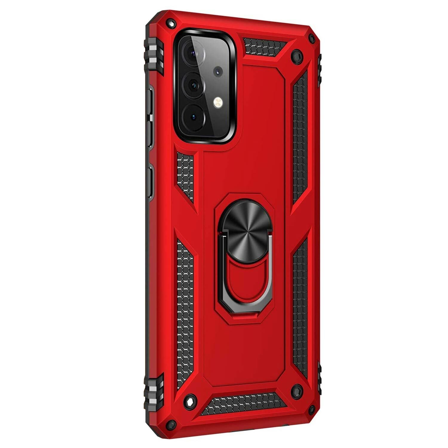 Microsonic Samsung Galaxy A52s Kılıf Military Ring Holder Kırmızı