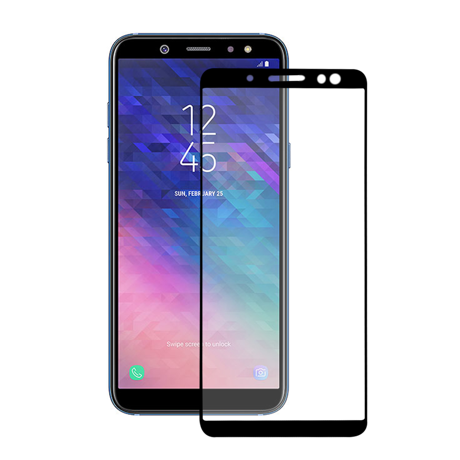 Microsonic Samsung Galaxy A6 2018 Tam Kaplayan Temperli Cam Ekran koruyucu Kırılmaz Film Siyah