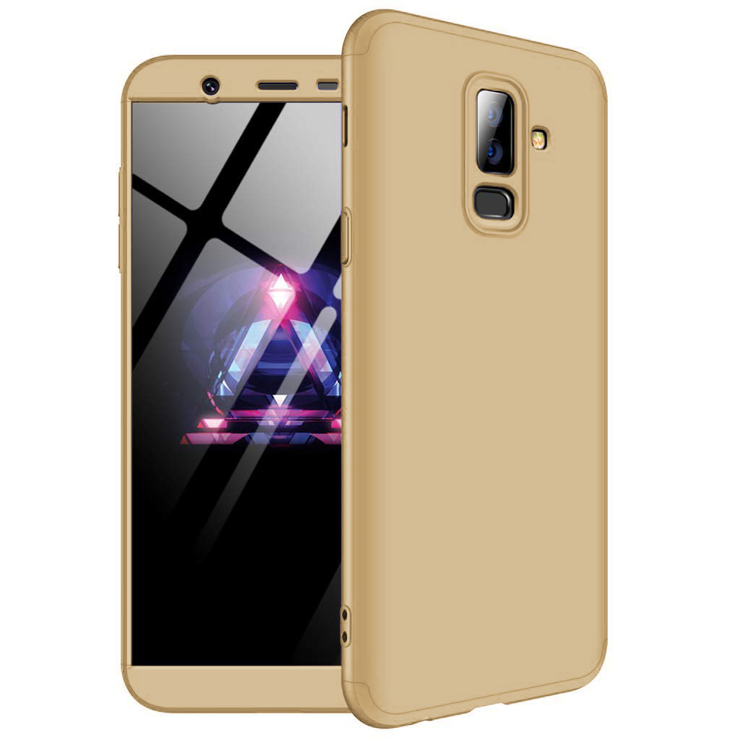 Microsonic Samsung Galaxy A6 Plus 2018 Kılıf Double Dip 360 Protective Gold