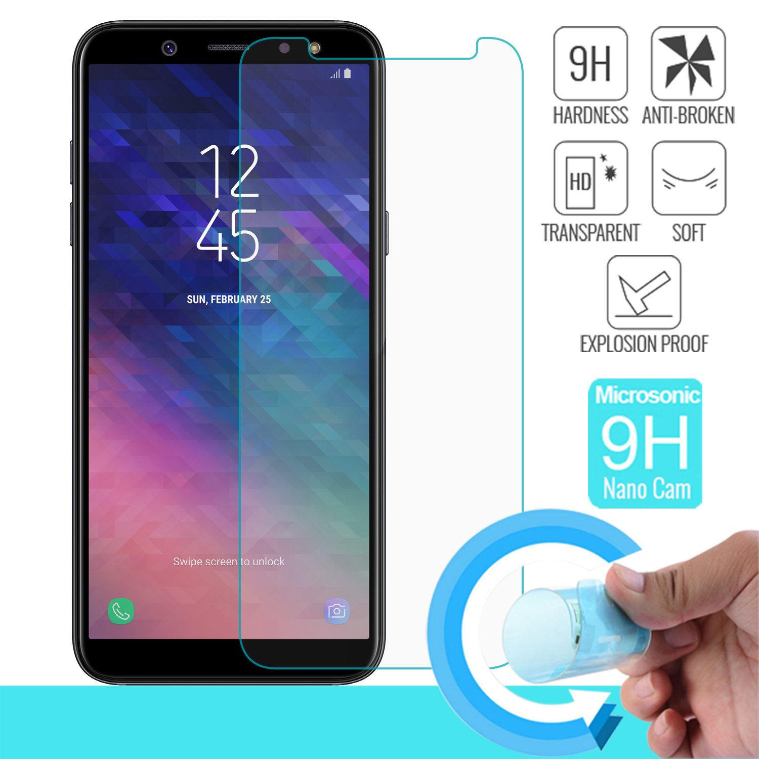 Microsonic Samsung Galaxy A6 Plus 2018 Nano Cam Ekran koruyucu Kırılmaz film