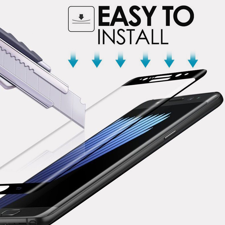 Microsonic Samsung Galaxy C7 3D Kavisli Temperli Cam Ekran koruyucu Kırılmaz Film Beyaz