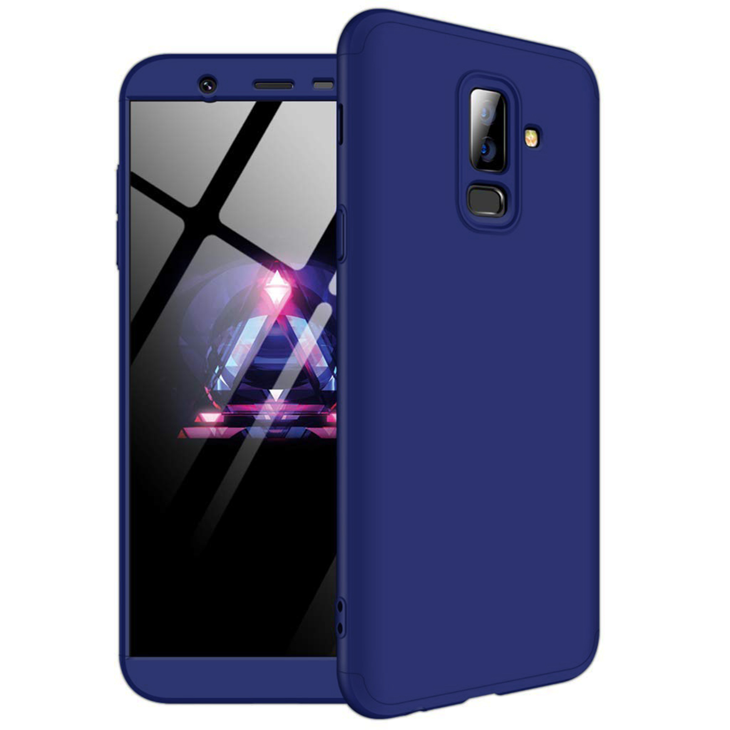 Microsonic Samsung Galaxy J8 Kılıf Double Dip 360 Protective Lacivert