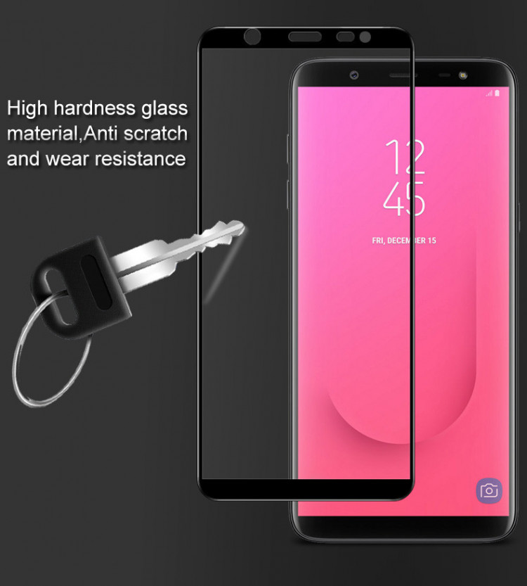 Microsonic Samsung Galaxy J8 Kavisli Temperli Cam Ekran Koruyucu Film Siyah