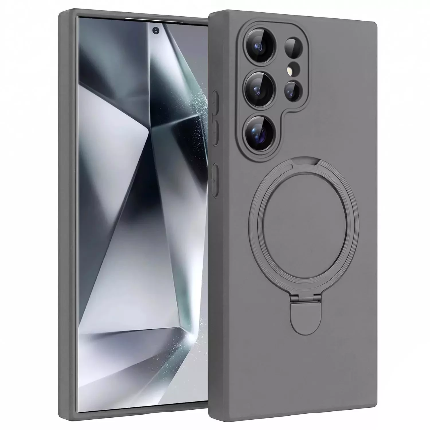 Microsonic Samsung Galaxy S24 Ultra Kılıf Aura Stant MagSafe Gri