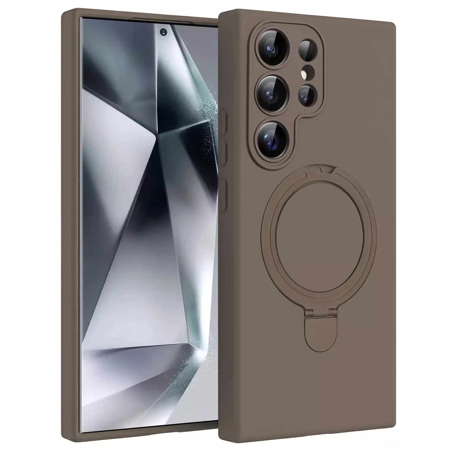 Microsonic Samsung Galaxy S24 Ultra Kılıf Aura Stant MagSafe Kahverengi