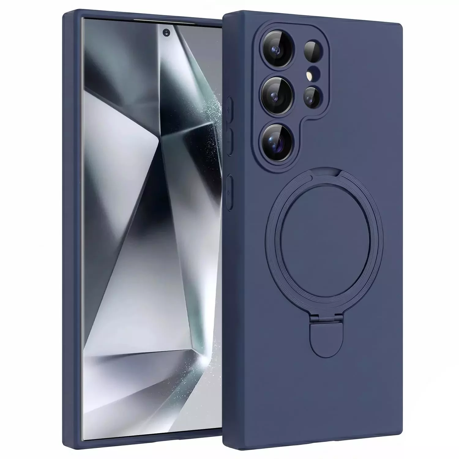 Microsonic Samsung Galaxy S24 Ultra Kılıf Aura Stant MagSafe Lacivert