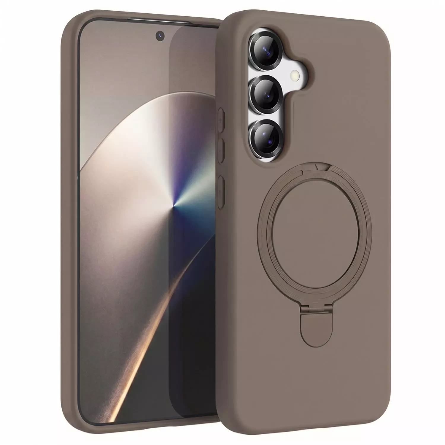 Microsonic Samsung Galaxy S25 Plus Kılıf Aura Stant MagSafe Kahverengi