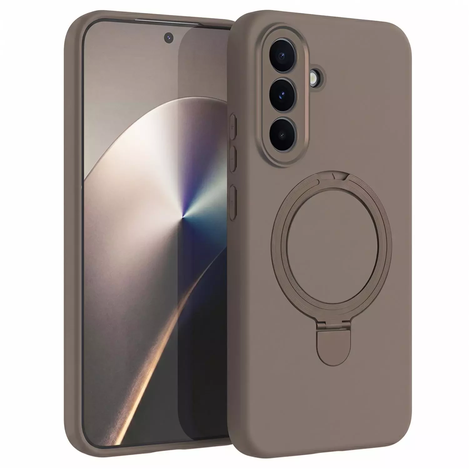 Microsonic Samsung Galaxy S26 Kılıf Aura Stant MagSafe Kahverengi