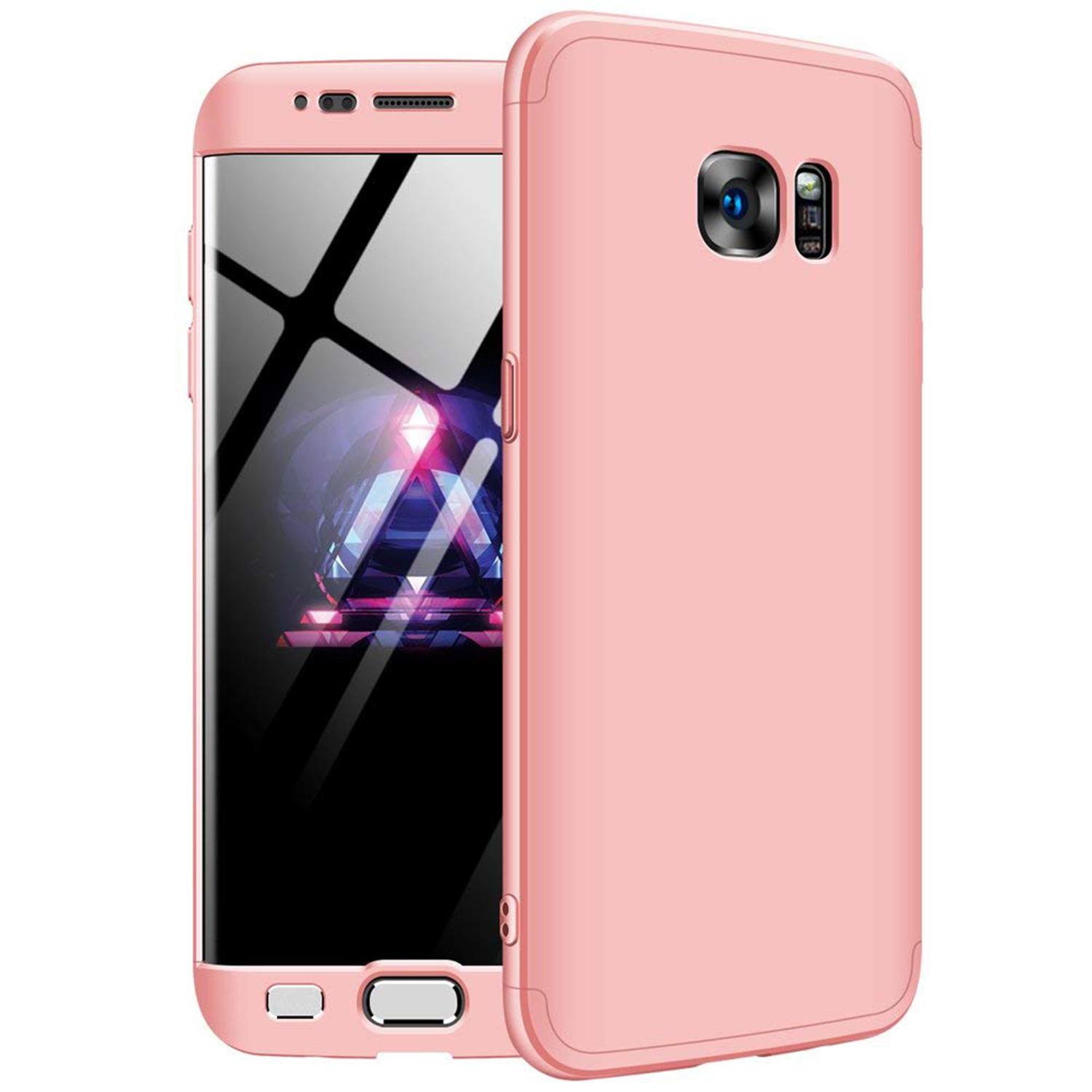 Microsonic Samsung Galaxy S7 Edge Kılıf Double Dip 360 Protective AYS Rose Gold