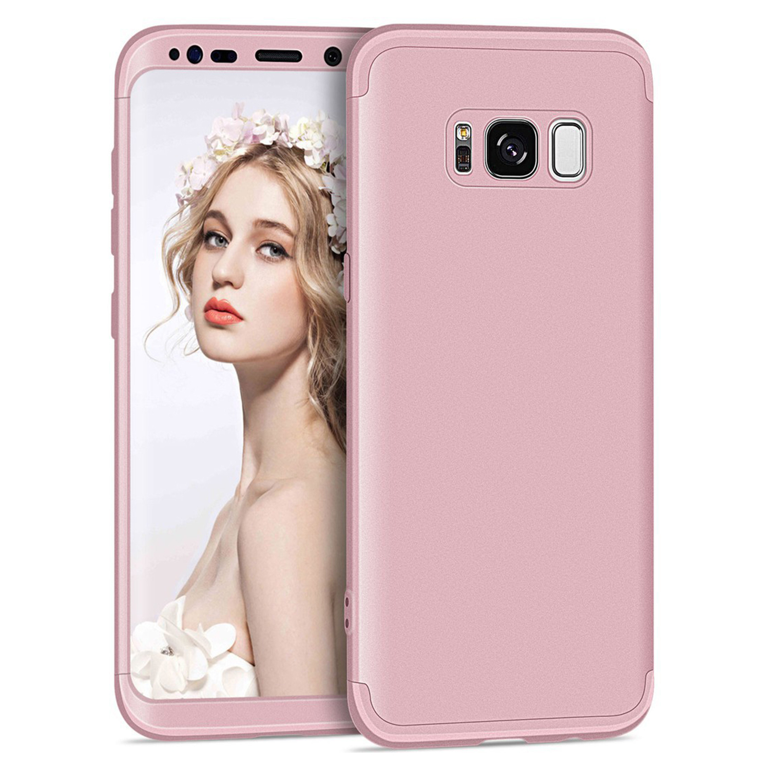 Microsonic Samsung Galaxy S8 Plus Kılıf Double Dip 360 Protective Rose Gold