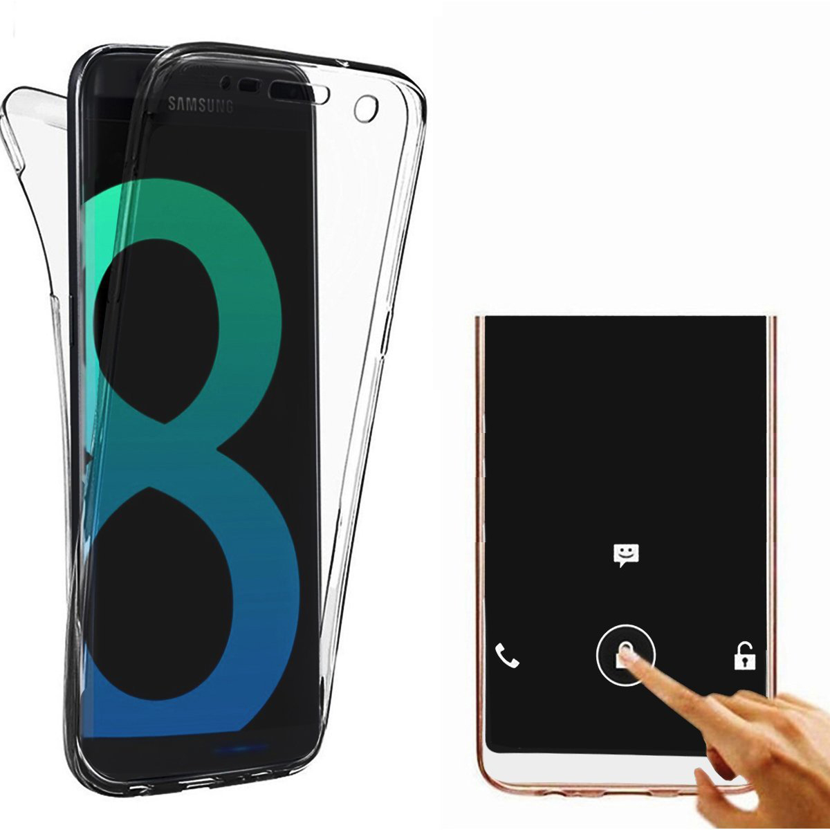 Microsonic Samsung Galaxy S8 Plus Kılıf 6 tarafı tam full koruma 360 Clear Soft Şeffaf