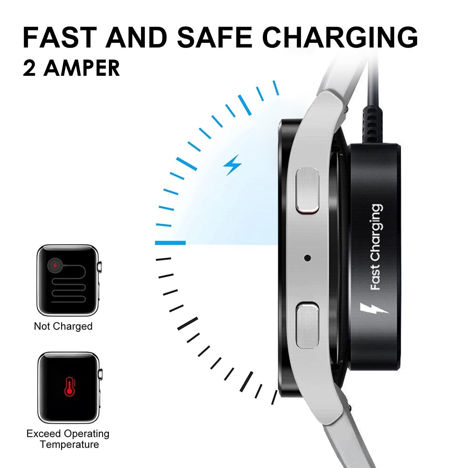 Microsonic Samsung Galaxy Watch 8 Classic 46mm Manyetik USB 2 Amper Şarj Kablosu Siyah