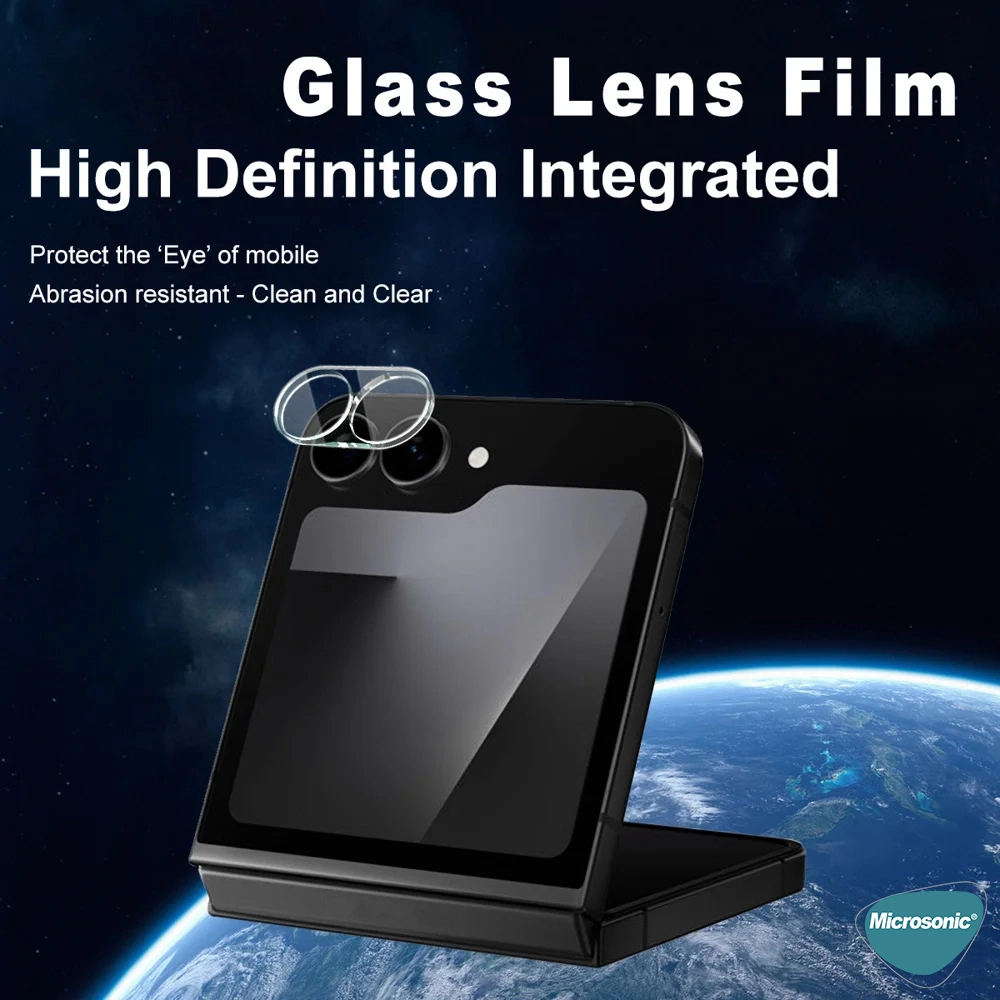 Microsonic Samsung Galaxy Z Flip 7 Kamera Lens Koruma Camı V2 Şeffaf