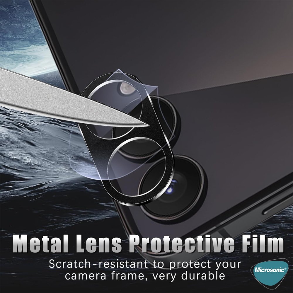 Microsonic Samsung Galaxy Z Flip 7 Kamera Lens Koruma Camı V2 Siyah