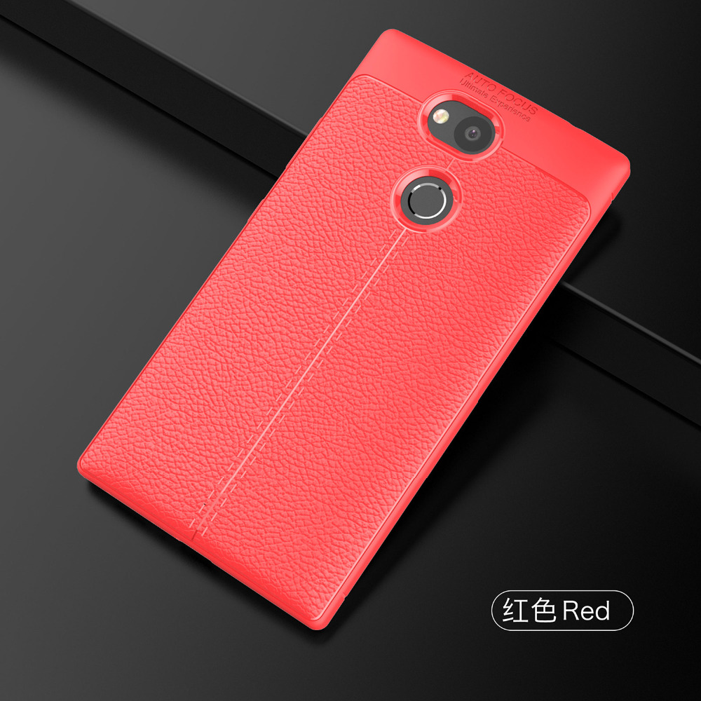 Microsonic Sony Xperia L2 Kılıf Deri Dokulu Silikon Kırmızı