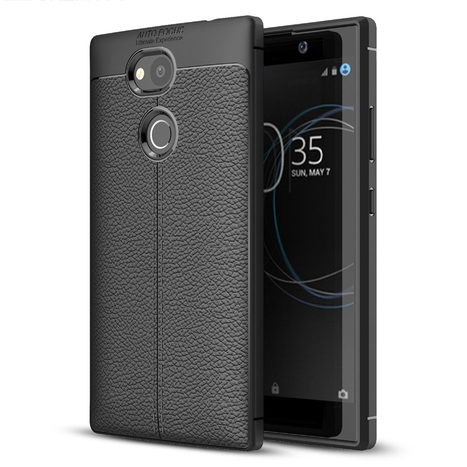 Microsonic Sony Xperia L2 Kılıf Deri Dokulu Silikon Siyah