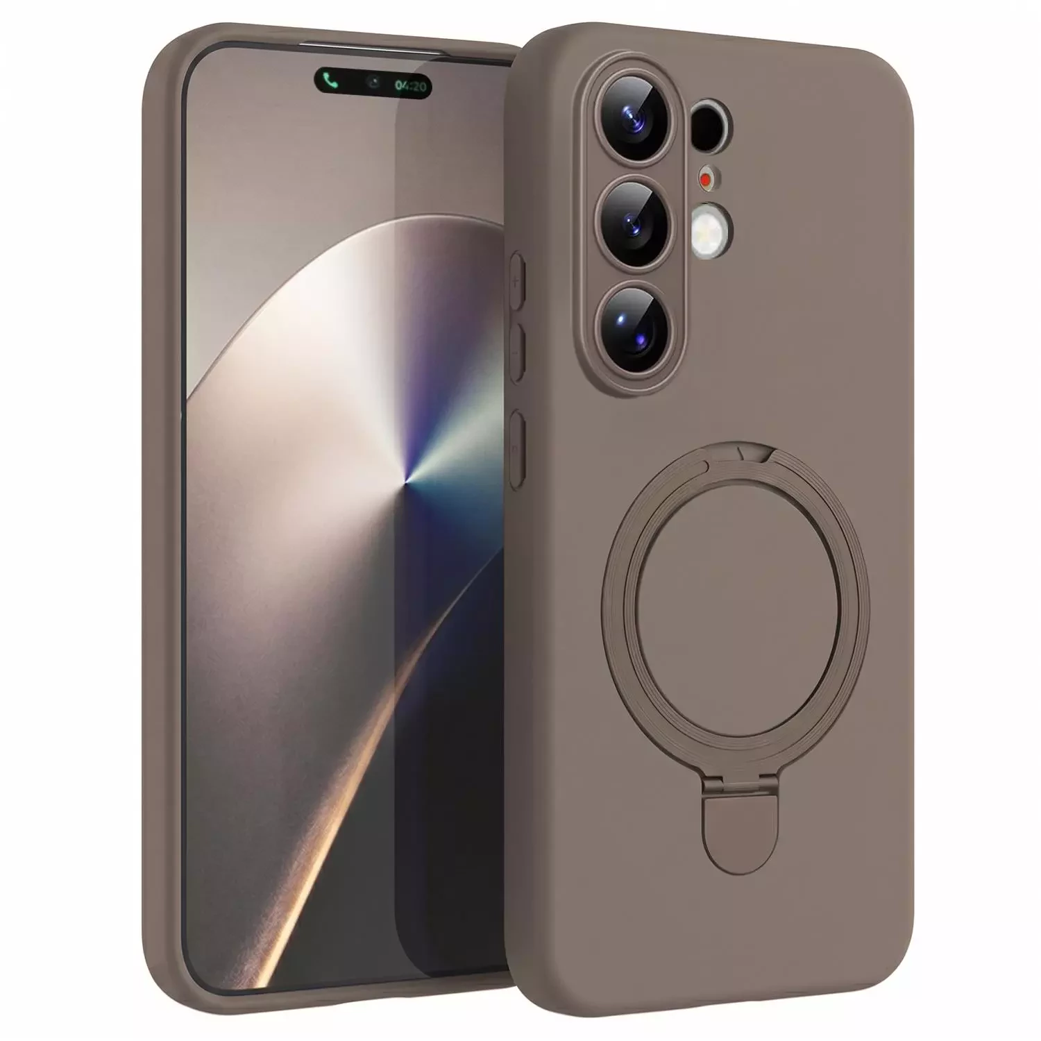 Microsonic TECNO Camon 50 Pro Kılıf Aura Stant MagSafe Kahverengi