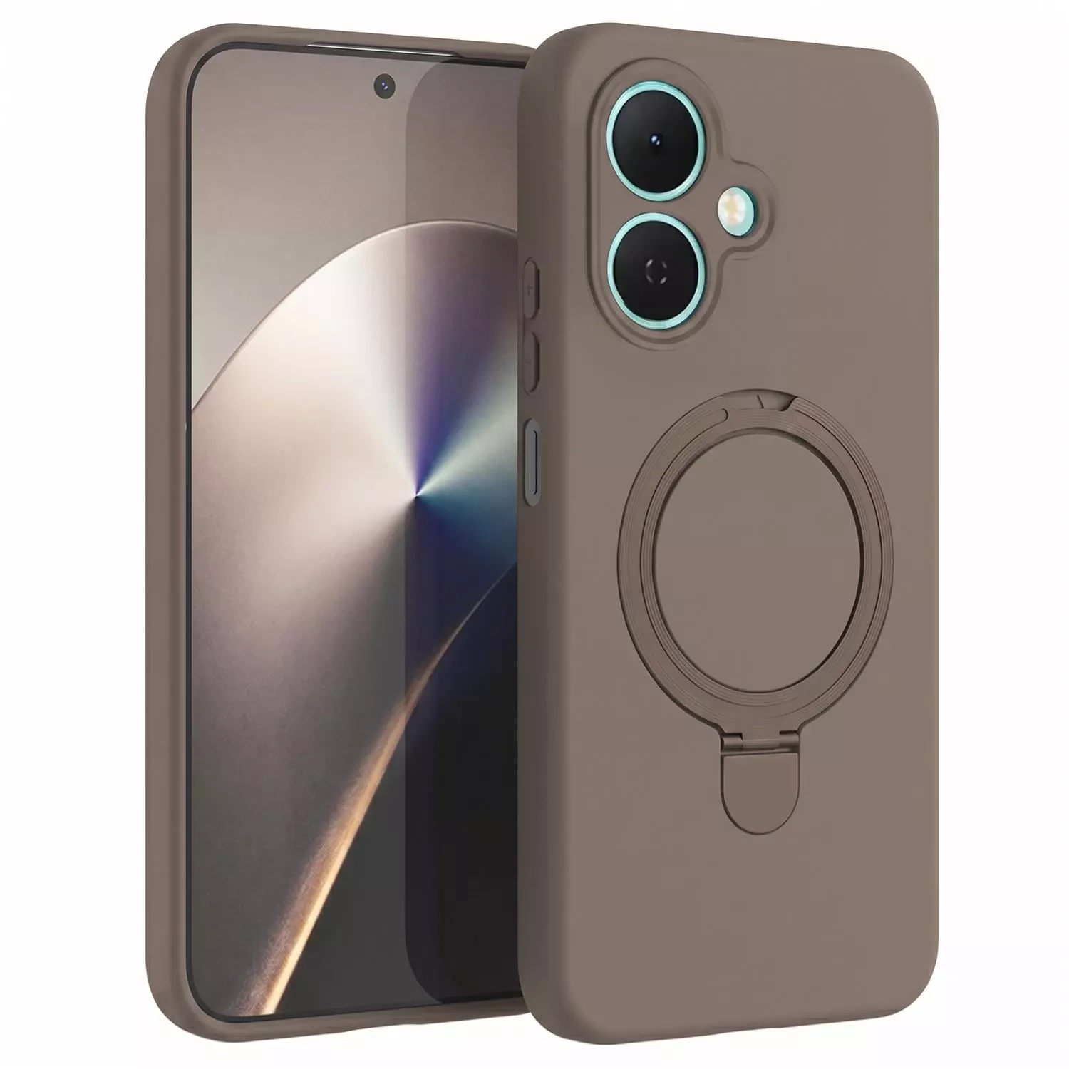 Microsonic TECNO Spark Go 2 Kılıf Aura Stant MagSafe Kahverengi