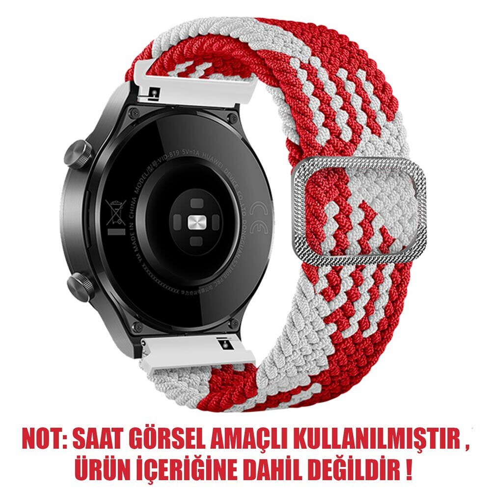 Microsonic Amazfit Pace 2 Stratos Kordon Braided Loop Band Kırmızı Beyaz