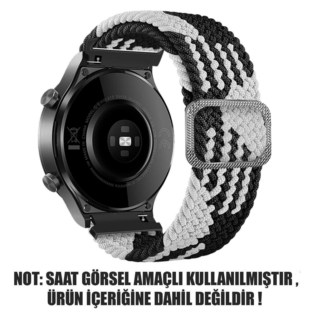 Microsonic Amazfit Pace Kordon Braided Loop Band Siyah Beyaz
