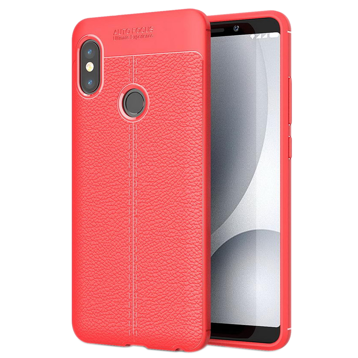 Microsonic Xiaomi Mi A2 (Mi 6X) Kılıf Deri Dokulu Silikon Kırmızı