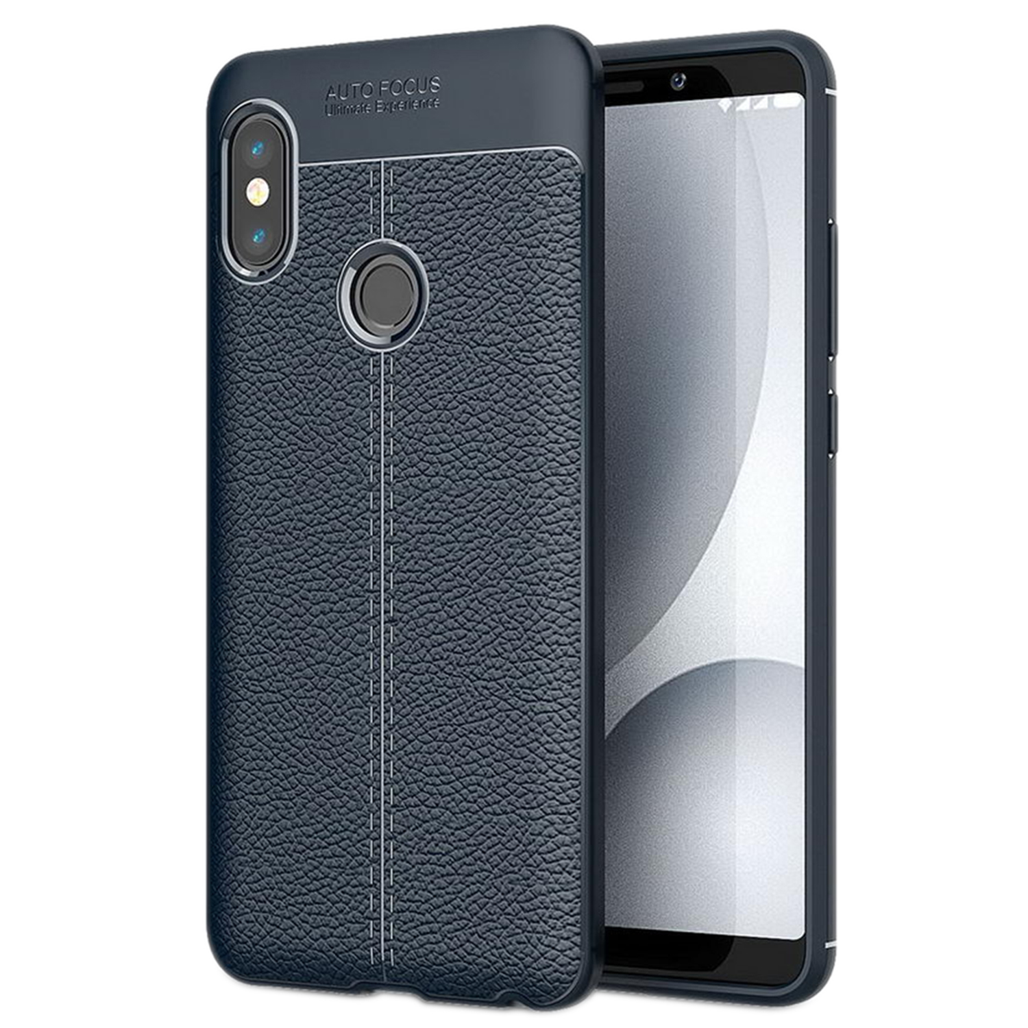 Microsonic Xiaomi Mi A2 (Mi 6X) Kılıf Deri Dokulu Silikon Lacivert