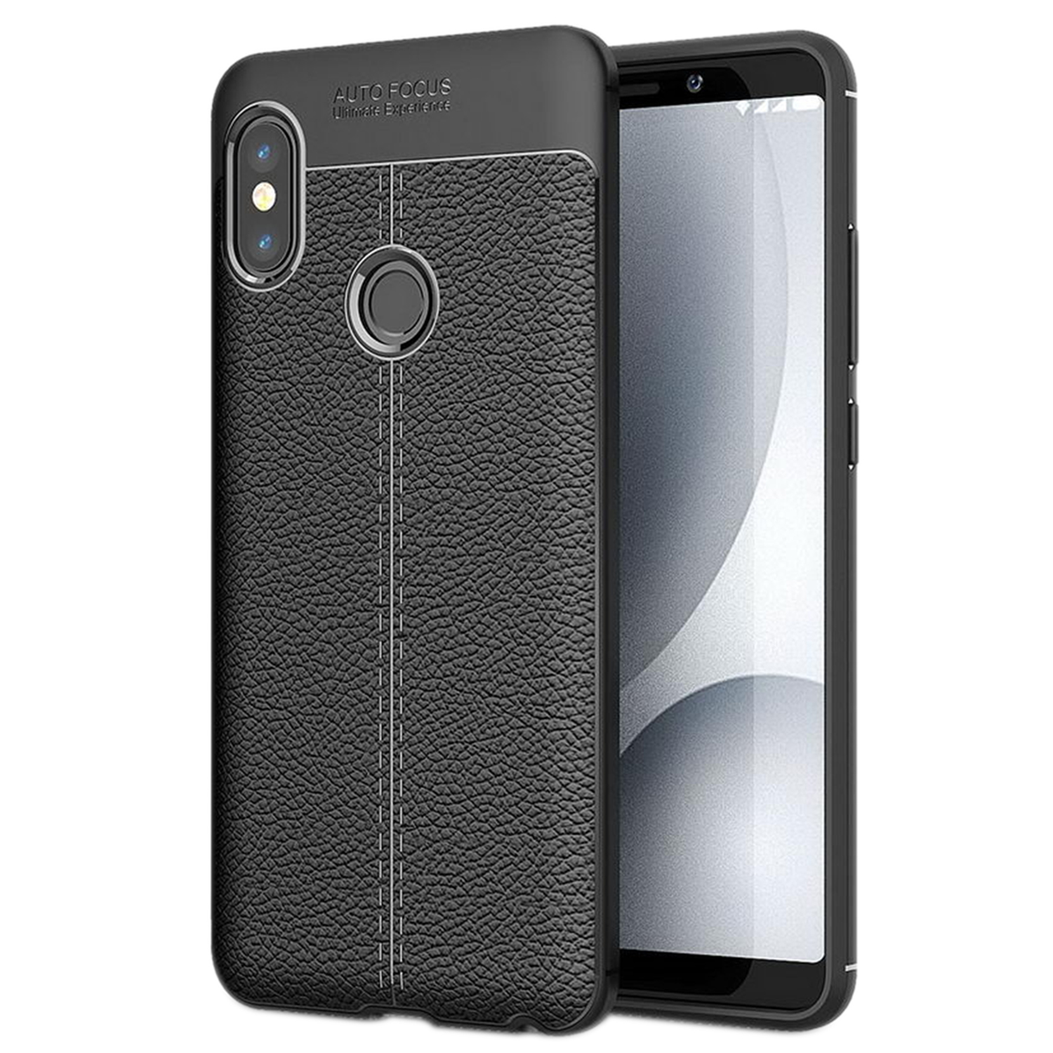 Microsonic Xiaomi Mi A2 (Mi 6X) Kılıf Deri Dokulu Silikon Siyah