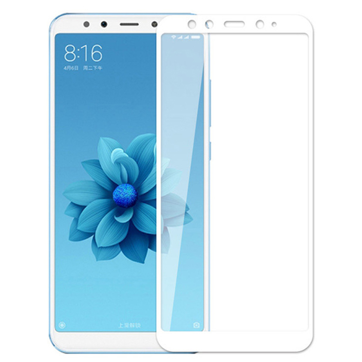 Microsonic Xiaomi Mi A2 Kavisli Temperli Cam Ekran Koruyucu Film Beyaz