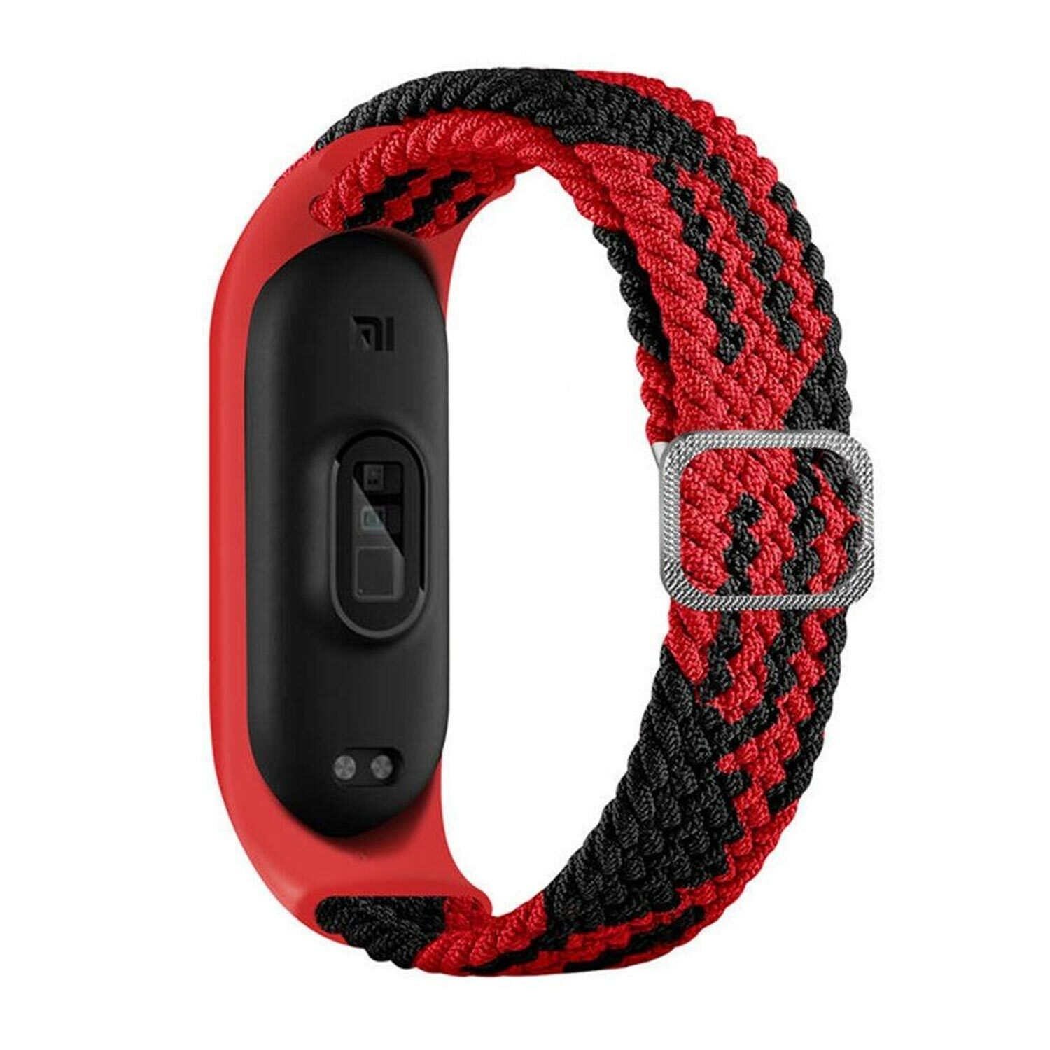 Microsonic Xiaomi Mi Band 5 Kordon Braided Solo Loop Band Kırmızı Siyah