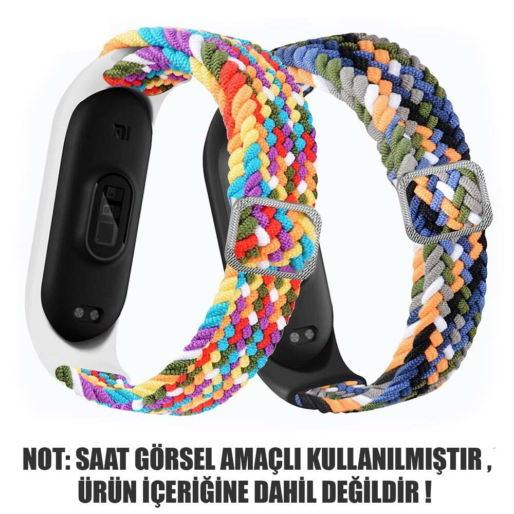 Microsonic Xiaomi Mi Band 6 Kordon Braided Solo Loop Band Kırmızı Beyaz