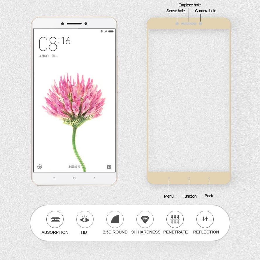 Microsonic Xiaomi Mi Max Kavisli Temperli Cam Ekran Koruyucu Film Siyah