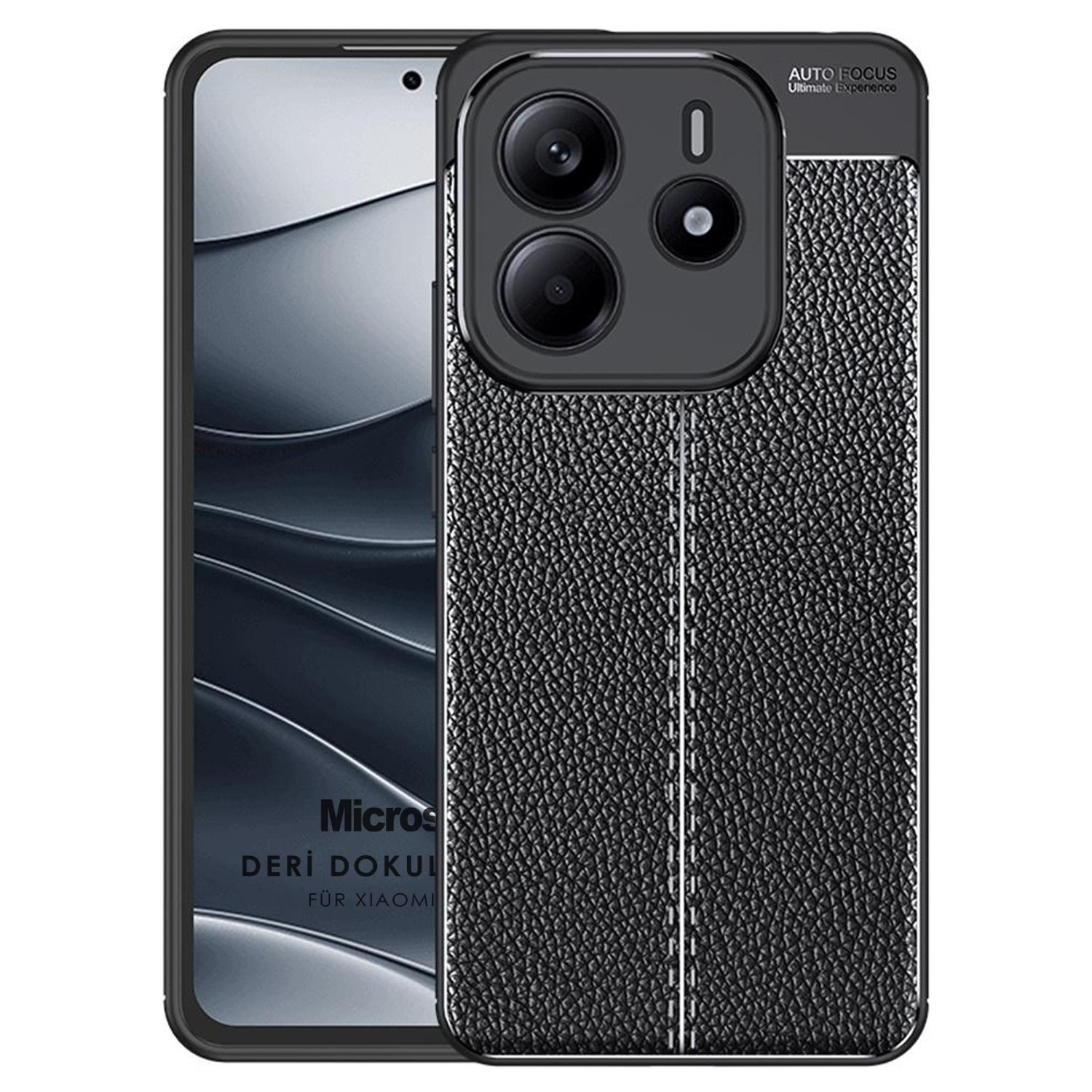 Microsonic Xiaomi Note 14 4G Kılıf Deri Dokulu Silikon Siyah
