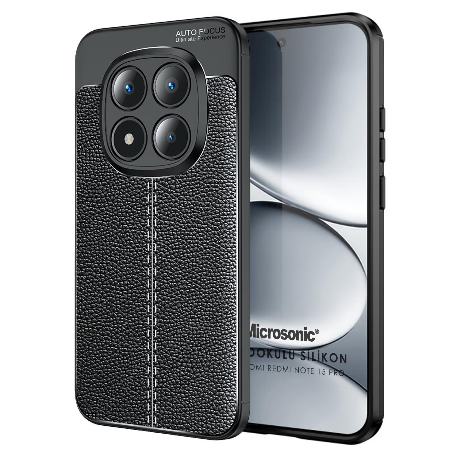 Microsonic Xiaomi Note 14 Pro 4G Kılıf Deri Dokulu Silikon Siyah