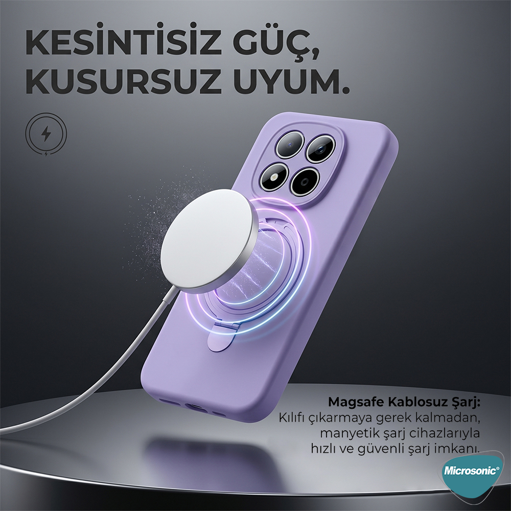 Microsonic Xiaomi Poco X8 Pro Kılıf Aura Stant MagSafe Pembe