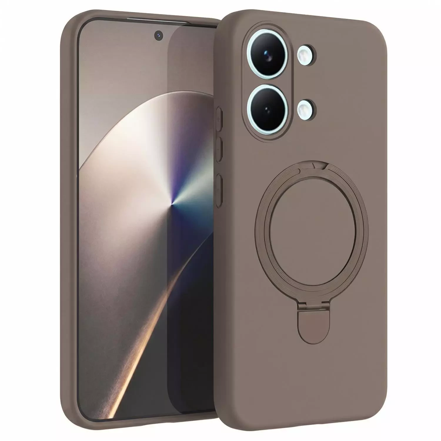 Microsonic Xiaomi Poco X8 Pro Max Kılıf Aura Stant MagSafe Kahverengi