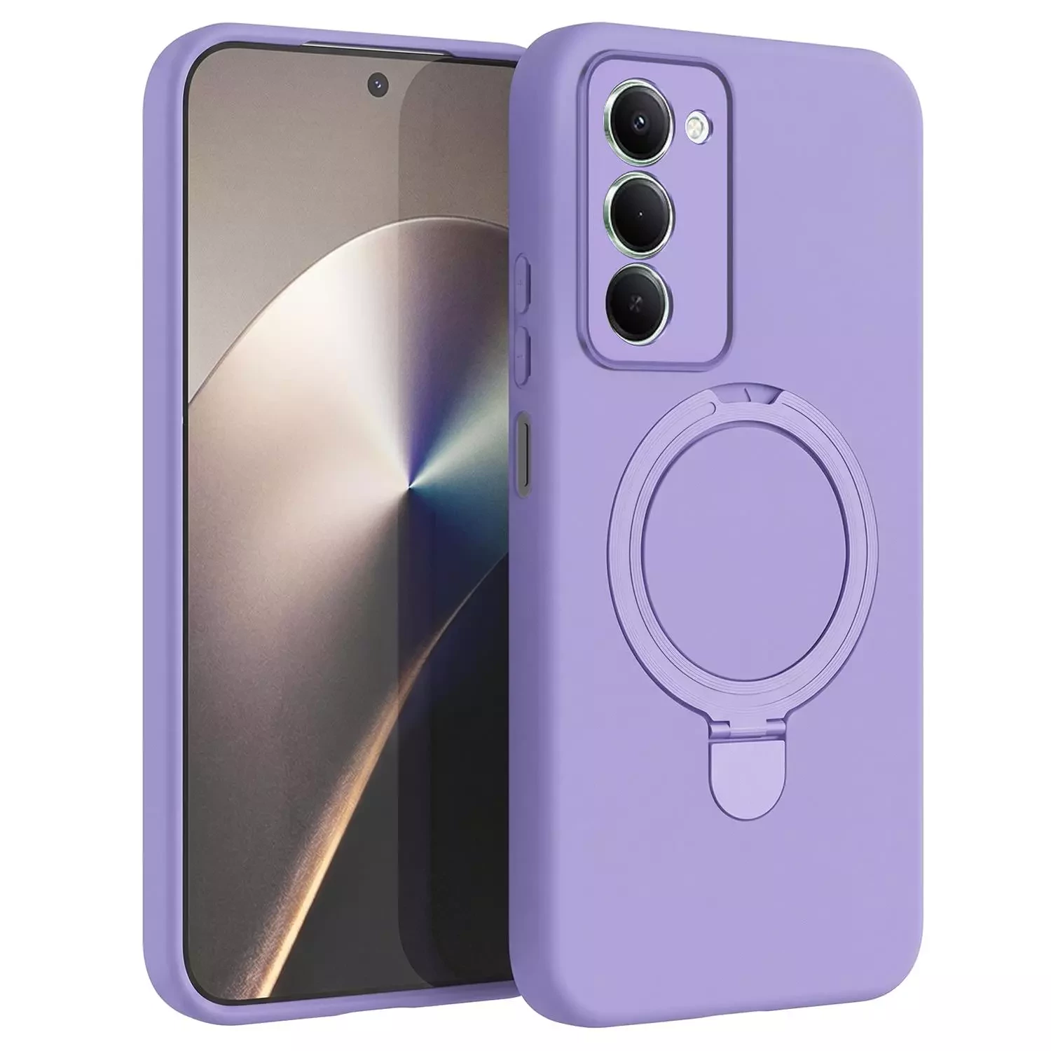 Microsonic Xiaomi Redmi 15 Kılıf Aura Stant MagSafe Lila