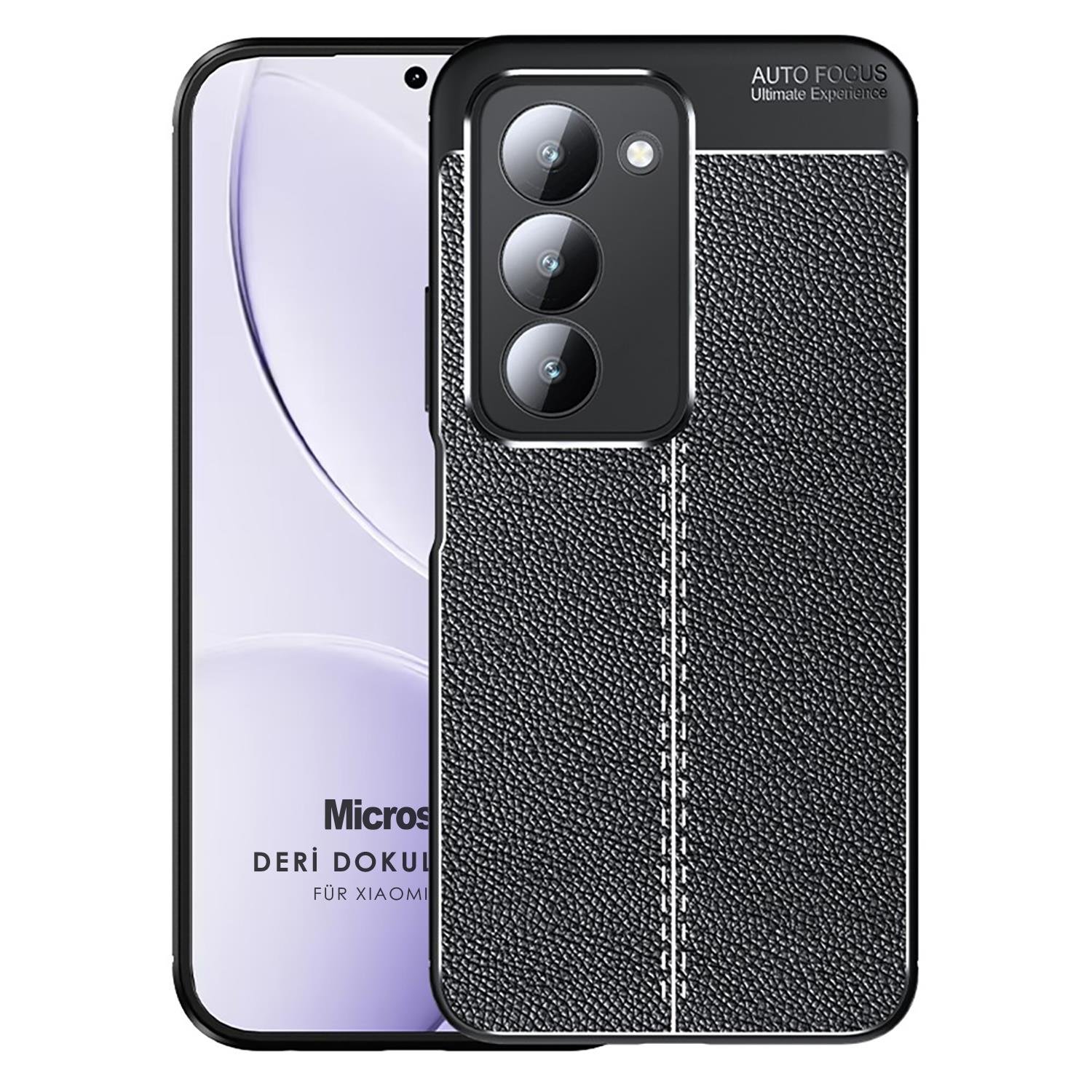 Microsonic Xiaomi Redmi 15 Kılıf Deri Dokulu Silikon Siyah