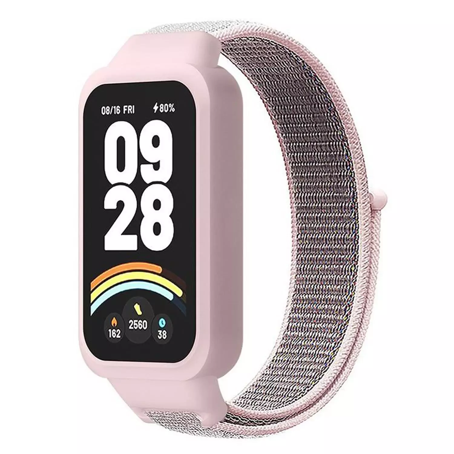 Microsonic Xiaomi Redmi Band 3 Hasırlı Kordon Woven Sport Loop Pudra