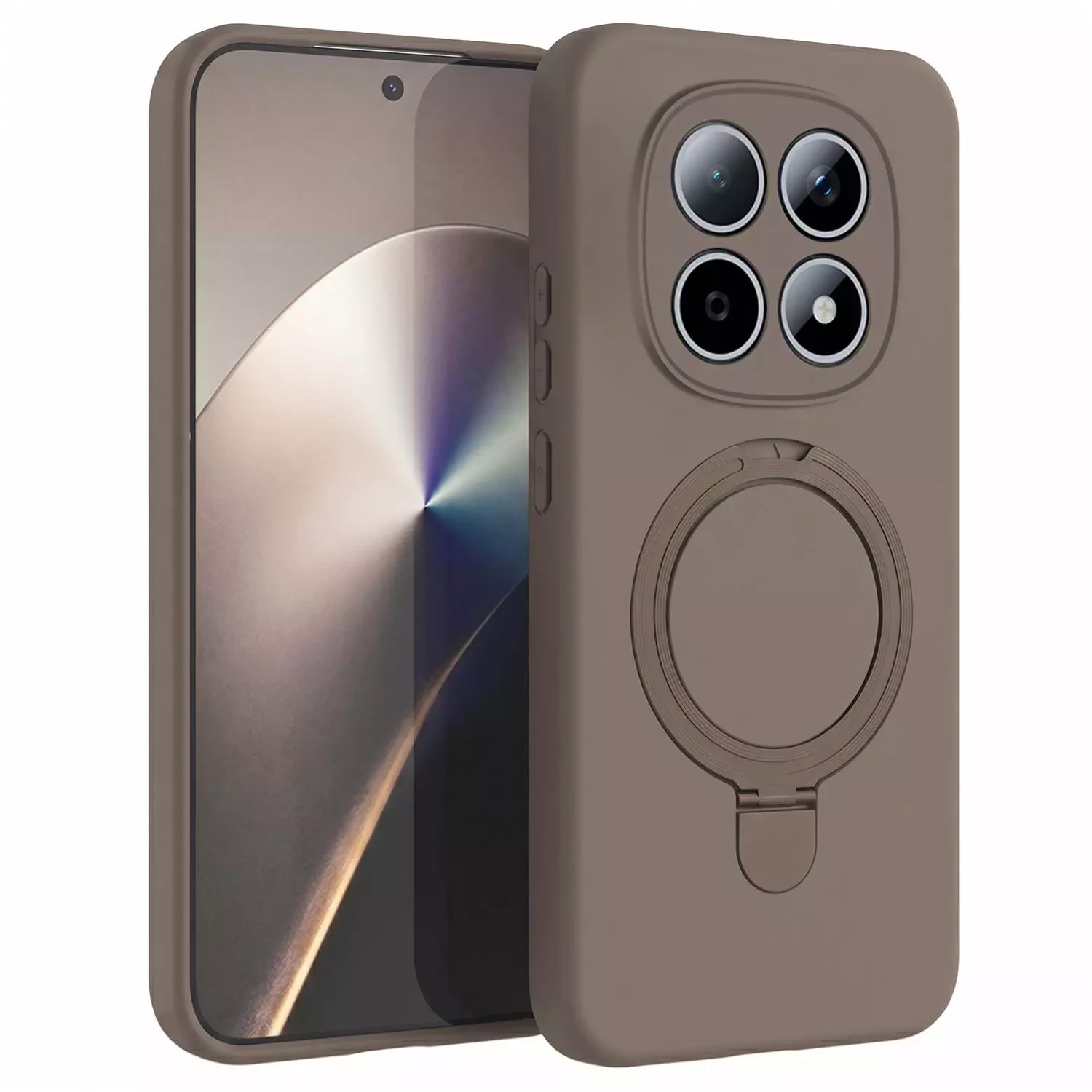 Microsonic Xiaomi Redmi Note 15 5G Kılıf Aura Stant MagSafe Kahverengi